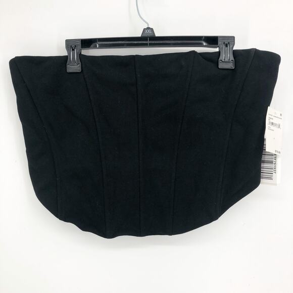 GOOD AMERICAN Sueded Fleece Corset Top 5-XXL Black Side Zipper 100% Cotton NWT - Picture 4 of 12